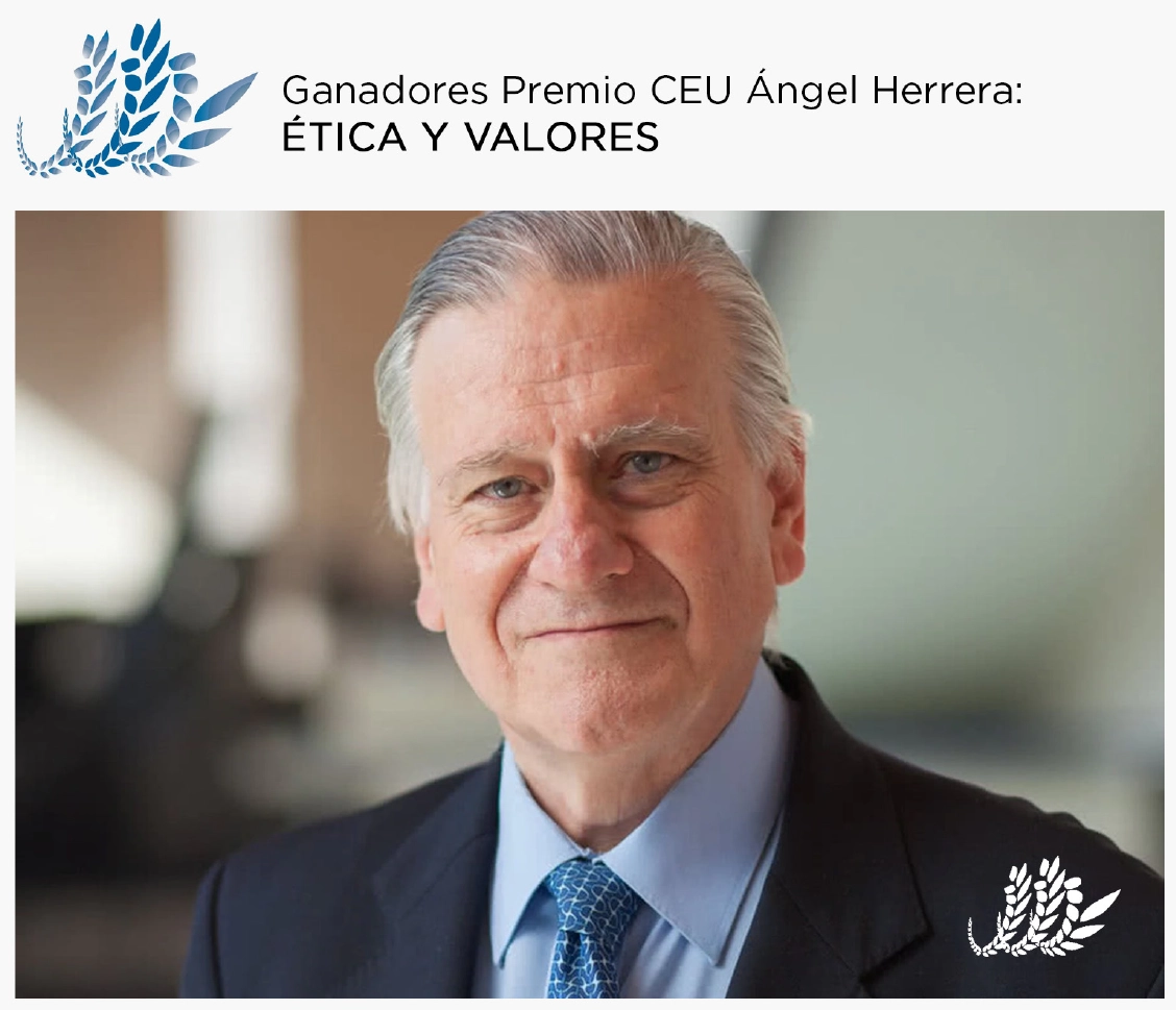 DR. VALENTÍN FUSTER, GARLANDED WITH THE CEU ÁNGEL HERRERA AWARD