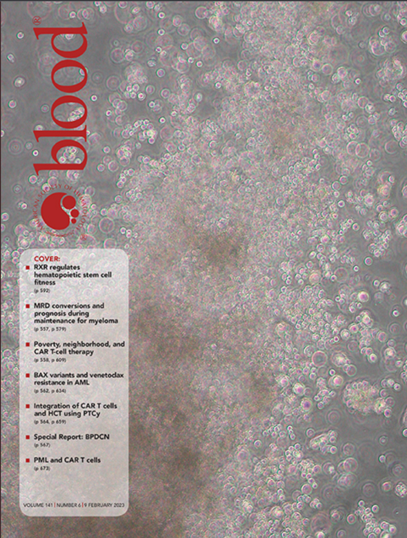 The research work entitled "Retinoid X receptor promotes hematopoietic stem cell fitness and quiescence and preserves hematopoietic homeostasis" published in the journal Blood and carried out by the "Nuclear Receptor Signaling" group led by Dr. Mercedes Ricote, has been highlighted on the cover of the journal.