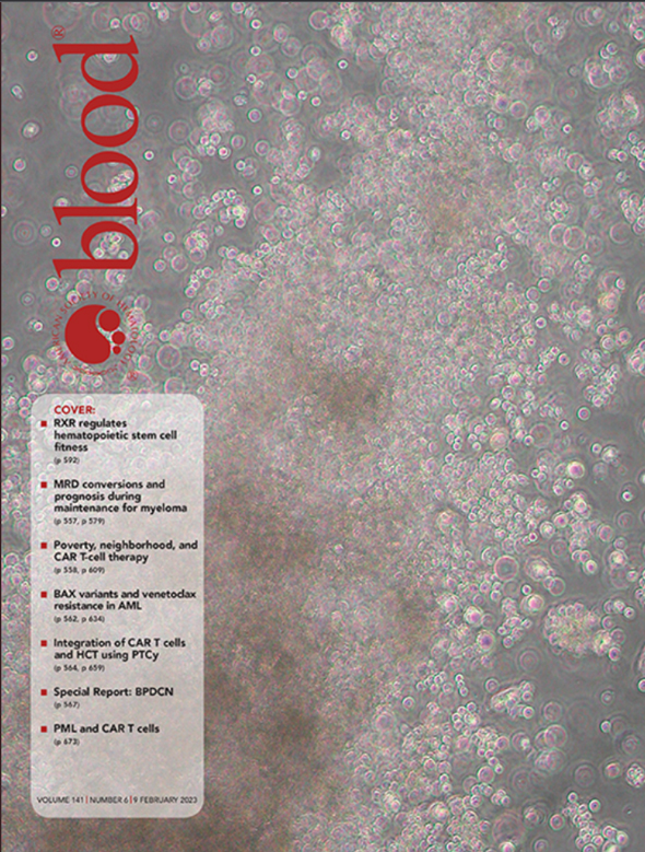 El trabajo de investigación titulado “Retinoid X receptor promotes hematopoietic stem cell fitness and quiescence and preserves hematopoietic homeostasis” publicado en la revista Blood que ha sido realizado por el grupo “Señalización de los Receptores Nucleares” y dirigido por la Dra. Mercedes Ricote, ha sido reseñado en la portada de dicha revista.