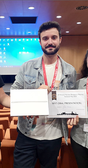 Jesús Porcuna, Investigador Predoctoral. Best Oral Presentation Award: 10th French Nuclear Receptor Meeting 19-20 mayo 2022, Toulouse