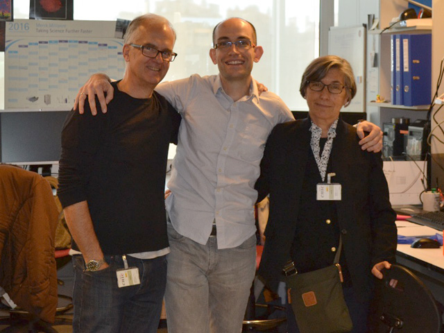 Noviembre 2016. Julio Fernández y Carmelu Badilla, buenos amigos y mentores, visitaron el laboratorio durante la VI conferencia CNIC Mechanical Forces in Physiology and Disease.