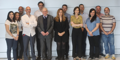 De izda. a dcha.: Gema González, Estefanía Núñez, Sergio Callejas, Juan Carlos Silla, Enrique Lara-Pezzi, Valentín Fuster, Fátima Sánchez Cabo, José Javier Fuster, Ana Dopazo, Borja Ibáñez, Marta Cortés, Alberto Benguría y Antonio Quesada.